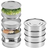 Edelstahl Samen Sprossen Kit - Saatkeimschalen 4 Etagen Edelstahl Sprossenschale Runde Microgreens Tray Sprossen Growing Kit 4-stöckige Samen Keimschalen für Microgreens Brokkoli