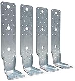 4 Massive Winkelverbinder mit Eckverstärkung, Sicherung, Verankerung, Befestigung Gartenhaus gegen Wind, Sturm für Holzwände, Gartenhäuser, verzinkt Stahl 28,5 x 8,5 x 6,5 cm, 3 mm Stärke
