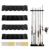 CVASNF 2 Paar Rutenhalter Wand, Wandmontage Rutenständer Vertikal Angelrutenhalter Aufbewahrung von 12 Ruten Angelständer Wandhalterung Angelrutenständer für Garage Boot Garage Wand