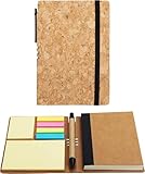 BELLE VOUS Notizbuch/Tagebuch A6 Liniert mit Stift und Klebenotizen (2 Stk) - 70 Seiten Notizheft Notizblock 10x14,5cm – Skizzenblock Hardcover Notizbücher mit Linien
