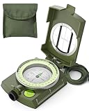 Sportneer Militär Marschkompass, Professioneller Taschenkompass Peilkompass Kompass Compass mit Tragschlaufe für Jagd Wandern und Aktivitäten Camping im Freien, Wasserfest und Stoßfest