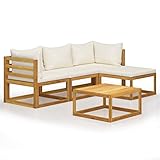 vidaXL 5-TLG. Garten-Lounge-Set mit Kissen Massivholz Akazie, Lounge Set, Lounge Set Terrasse, Terrassengarnitur, Outdoor Lounge Set, Gartengarnitur