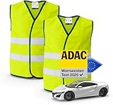 POWR CAR 2X Warnwesten Auto gelb ISO20471 - Pannenweste & 2025 - Unfallweste Pkw Sicherheitsweste Weste Neongelb reflektierend Auto, Pkw, LKW - Autozubehör