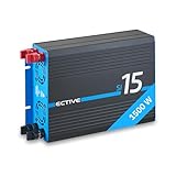 ECTIVE - Wechselrichter 12V auf 230V SI15-1500W Reine Sinuswelle - Offgrid-Spannungswandler DC/AC Strom mit USB, Überlast- & Überhitzungsschutz - Inverter Stromwandler für Haushaltsgeräte & Camping