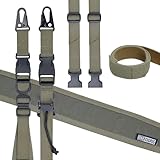 OneTigris 2 Punkt Gewehrriemen, 1 Zoll breiter Sling Riemen mit austauschbaren Karabinerhaken im HK-Stil, einstellbare Länge von 46 Zoll - 68,5 Zoll, Ranger Grün