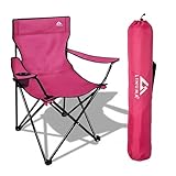 LINUMA® Faltstuhl PINK Campingstuhl Anglerstuhl mit Getränkehalter & Tragetasche - Anglersessel klappbar - Klappstuhl Gartenstuhl Faltstuhl Relaxsessel Angelsessel faltbar (1, Pink)