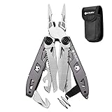 BIBURY 18 in 1 Multitool zang, Taschenwerkzeug, Titan-Griff Design Faltbares Multitools Edelstahl, Multiwerkzeug, Multifunktionale mit Schraubendreher Säge für Camping Reparieren, Geschenke für Männer