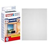 tesa Insect Stop Comfort Fliegengitter für Fenster - Insektenschutz mit Klettband selbstklebend - Fliegen Netz ohne Bohren - 130 cm x 150 cm - Anthrazit (Durchsichtig)