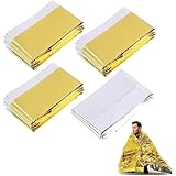 4 Stück Rettungsdecke 210cm X 130cm, Rettungsdecke Gold Silber, Rettungsdecken, Rettungsfolie, Emergency Blanket, Notfalldecke, Erste Hilfe Decke Silber Gold, Für Erste Hilfe Notfall