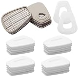 6001 Filter für Atemschutzmaske Set, 20 Filterbaumwolle + 2 Filter und 2 Abdeckkappen, Organic Vapor 6001 Patronen Chemischer Farbfilter Kompatibel mit 6200, 6800, 7502 Atemschutzmaske