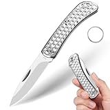 DRACHENADER Klappmesser Klein, Zweihandmesser, 420C Stahl Klinge und Griff, EDC Taschenmesser für Paketöffnung, Legal in Deutschland (42a konform)