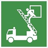 Fluchtfenster Rettungsleiter Feuerwehr Drehleiter Notausstieg Schild Aufkleber