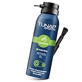 TUNAP SPORTS Kettenöl Spray und Dosier-Pinsel, 125 ml | Fahrrad Langzeit-Schmierung für Ritzel, Schaltwerk und Kette (E-Bike-ready)