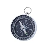 360 Grad Rotierender Silbriger Taschenkompass für Wandercamping, Langlebige Aluminiumschale