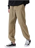 Elegancity Hosen Herren Casual Warme Corduroy Hosen Herren Regular Fit Jogginghose Outdoor Arbeitshose mit Elastischem Kordelzug Bund und Taschen Pergament M