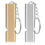 FOMGIIN 2 Stück Trillerpfeife, Whistle Signalpfeife Notfall Laut, Metall Trillerpfeifen Notfallpfeife mit Schlüsselanhänger, Outdoor Emergency Schiedsrichter Survival Pfeife（Golden, Silber）