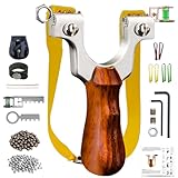 G-KiKi Zwille Steinschleuder Professionelle Jagdslingshot Sport Outdoor Professionelle Schleuder-Set mit 6 Gummiband Extra Stark,100 Tonkugeln und 100 Stahlkugeln und Schleuder Montageanleitung