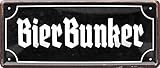 WOGEKA ART Retro Blechschild - BIER BUNKER - Lustiger Spruch als Geschenkidee zu Geburtstag Weihnachten als Deko Schild für PARTY KELLER 28x12 cm Vintage Metallschild 427