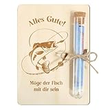 BOFUNX Geldgeschenke Verpackung für Angler Geschenk mit Reagenzgläser Lustige Angler Geschenke Geldgeschenk aus Holz für Damen Herren Weihnachten Geburtstag