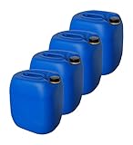 kanister-vertrieb® 4 Stück 30 L Kanister Wasserkanister Kunststoffkanister blau DIN61 + Etiketten