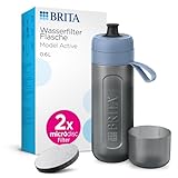 BRITA Sport Wasserfilter-Flasche Active dunkelblau (600ml) – zusammendrückbare BPA-freie Flasche für unterwegs, filtert Chlor, Verunreinigungen, Hormone & Pestizide beim Trinken /spülmaschinengeeignet