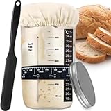 Sauerteig-Starterglas 24oz/730ml, Glas-Sauerteig-Starter-Kit mit Dattel-Fütterungsband, Thermometer, deckel, Silikonspatel,Lebensmittelkonservierung zur Hefegärung Verwendet