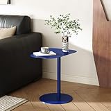 [en.casa] Beistelltisch Nastätten Gartentisch Couchtisch mit Metallgestell Sofatisch modernes Design für Wohnzimmer Schlafzimmer Balkon Terrasse 50 x 50 x 38 cm Dunkelblau