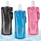 xianshi 3 Stück Faltbare Trinkflasche,Faltkanister,Festival Trinkflasche,Wiederverwendbare Trinkflasche Faltbar,BPA FREIE,Trinkflaschen Faltbar für Wandern,Reisen,Wandern(500ml)