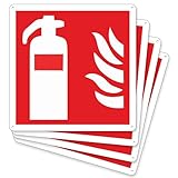 pubblimania 4 Feuerlöscher | Notfall- und Sicherheitsschild aus Aluminiumverbundmetall 3 mm dick (Cm 14,5 x 14,5) (4 Schild Feuerlöscher)