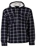 Henry Terre Holzfällerjacke Herren Hemdjacke Kapuze Arbeitsjacke Hemd Flanell Thermojacke Jacke Kariert Gefüttert M-3XL, Farbe:navy, Größe:XXL