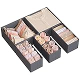 SONGMICS Aufbewahrungsbox für Schublade, 6er Set, Schubladen Organizer, Faltbox, Unterwäsche Organizer, Stoffbox für Socken, Unterwäsche, BHs, Krawatten und Schals, schiefergrau RDZ06G