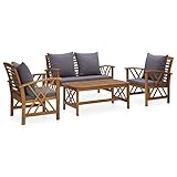 vidaXL Akazienholz Massiv Gartenmöbel 4-TLG. mit Auflagen Gartenstuhl Lounge Gartenset Sitzmöbel Sitzgruppe Gartengarnitur Stuhl Tisch Gartenbank Beistelltisch