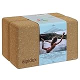 ALPIDEX Yogablock 2er oder 4er Set ökologisch und nachhaltig Naturkork aus Portugal Korkblock Yoga Pilates Fitness 7 Jahre Garantie auf Material*, Größe:2 Stück - 23 x 14 x 7.5 cm