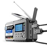 Acta Berg Kurbelradio | Notfallradio mit Kurbel & 5000 mAh Akku | Solar Radio mit Weltempfänger | Handkurbel Blackout Notfallausrüstung | Als Taschenlampe & Ladegerät, AM/FM/SW, mit USB, Grau