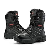 Xuanke Herren Militärstiefel Einsatzstiefel Taktische Boot wasserdicht Feldschuhe Tactical Schuhe dicke sohle Outdoor Trekking Schuhe (Schwarz, Erwachsene, 44, Numerisch, EU Schuhgrößensystem, M)