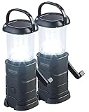 Semptec Urban Survival Technology Kurbellaterne: 2er-Set LED-Camping-Laternen, Laden per Dynamo, Solar und USB (LED Kurbellaterne, Kurbelleuchte, solare Lampen)