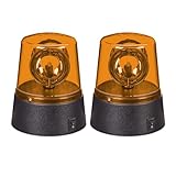 Relaxdays Rundumleuchte, 2er Set, drehender Reflektor, Geburtstag, batteriebetrieben, LED Partylicht, orange/schwarz