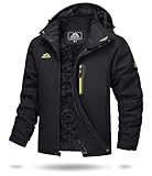 TACVASEN Herren Wasserdicht Winter Skijacke Warme Snowboardjacke Outdoorjacke Gefüttert Winterjacke (XL, Schwarz)