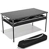 RELAX FIELD Campingtisch Klappbar mit Aluminium Aufrollbare Tischplatte, Camping Rolltisch Faltbar für 4-6 Personen mit Netztasche, Klapptisch Camping mit Tragetasche bis 100KG