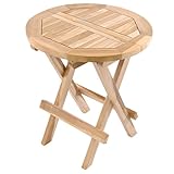 Divero klappbarer Balkontisch NEAPEL aus Teak-Holz, unbehandelt – Farbe: Natur-Braun