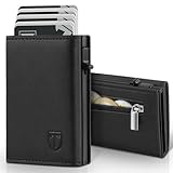 TENBST Geldbörse Herren, Slim Wallet Geldbeutel mit Münzfach & RFID Schutz, Leder Portmonee, 8 Fächer für Kreditkarten, Kartenetui Herren - Schwarz