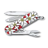 Victorinox Schweizer Taschenmesser, Klein, Classic SD, Multitool, Swiss Army Knife mit 7 Funktionen, Klinge, Nagelfeile, Schraubendreher, Edelweiss