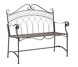 Dehner Gartenbank Antik, 2-Sitzer Bank in Vintage-Optik, 110 x 55 x 103.5 cm, Eisen, braun