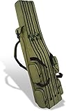 Rutentasche Rod Case Angelkoffer Futteral mit 2, 3 oder 4 Ruten-Fächern, Verschiedene Längen wählbar - stark wasserabweisender Fishing Rucksack Farbe Olive 2 Innenfächer Größe 125 cm