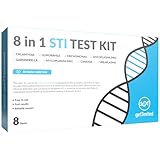 GetTested 8-in-1 STI Test Kit - at Home STD Screening auf Chlamydien, Gonorrhoe, Mykoplasma, Ureaplasma, Candida, Trichomonas & Gardnerella - Private Ergebnisse in 15 Minuten