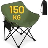 HAUSPROFI Campingstuhl Faltbar 150KG Belastbar, Klappstuhl Camping Leicht, Bequeme Rückenlehne Campingstuhl, Camping Stuhl mit Tragetasche für Picknick, Outdoor, Wandern, Gartenstühle, Angelstuhl,Grün