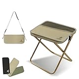 TOPtoper Tragbarer Klappstuhl mit Schultergurt, maximale Tragkraft 500lbs, Zwei Seitentaschen, Aufbewahrung, für Warteschlangen, Angeln, Wandertouren, Senioren, Campingausrüstung (Khaki, Large)