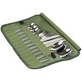 Eoixuqba Camping Bestecktasche, Utensilien Rolltasche, 15x25x2,5cm Bestecktasche Aufbewahrungtasche, Camping Utensil Roll, Wasserabweisend Bestecktasche Für Unterwegs Und Camping Besteck Rollentasche