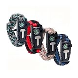 Avagiaforu 4 Stück Überlebensarmband, 5 in 1 Paracord Armband mit Feuerstein + Kompass + Pfeife + Schirmseil + Mini-Säge, Outdoor Survival Kit für Herren Damen, zum Outdoor-Aktivitäten