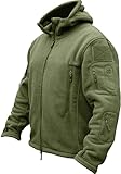 TACVASEN Herren Fleecejacke Military Outdoor Winddichte Jacke mit Kapuze- Gr. XL, Grün